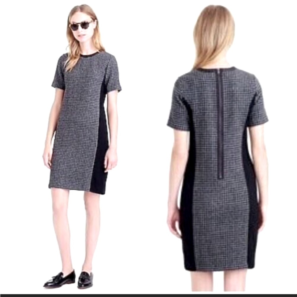 J. Crew houndstooth leather trim dress size 6